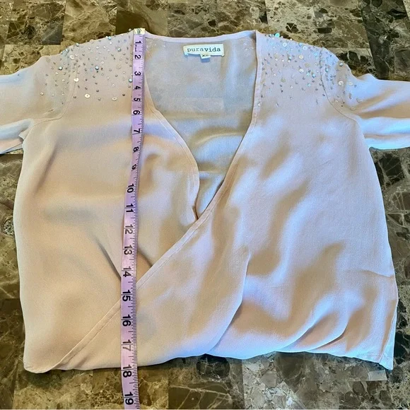 RARE Pura Vida pink sheer long sleeved top size XS - Picture 15 of 15
